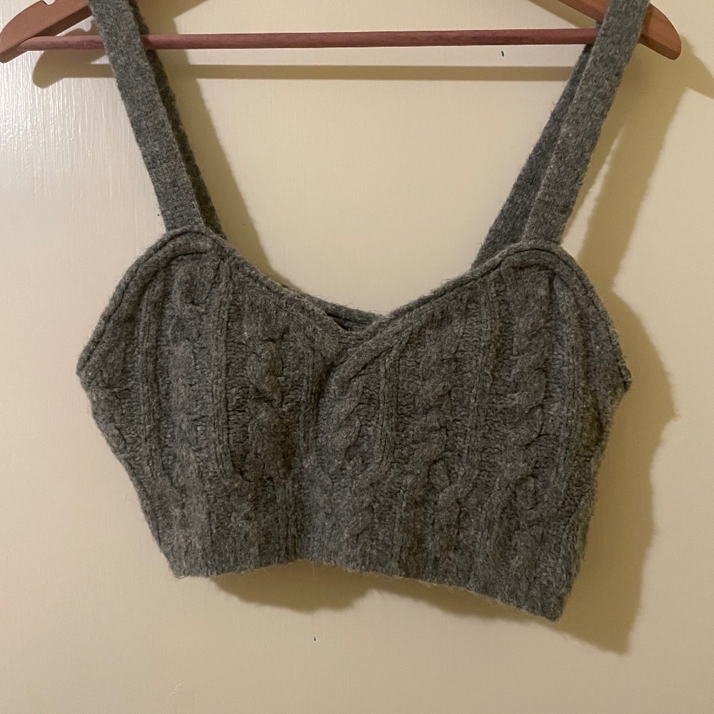 Cute Gray Fall Free People Crop Top Size: Small